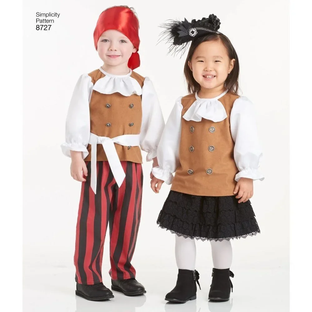 Simplicity Sewing Pattern 8727 Costumes Clown Witch Pirate Vampire Toddlers Size